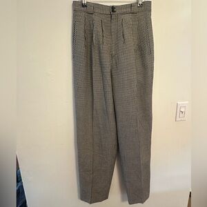 Women's Classic Black and White Checkered Trousers high waist wide leg vintage